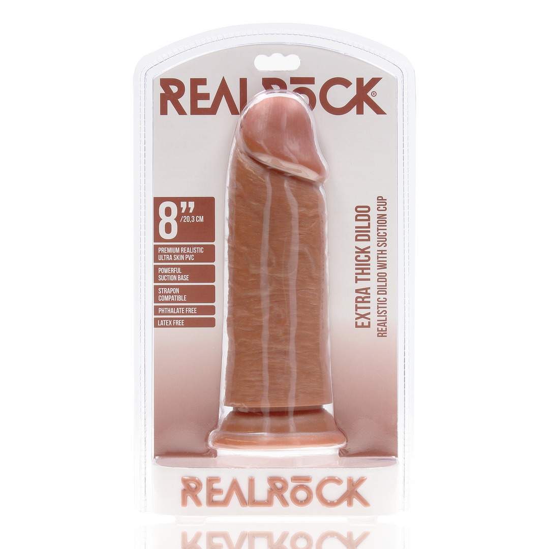 Extra Dik Recht Zonder Ballen 20,3 cm - RealRock Tan Dildo