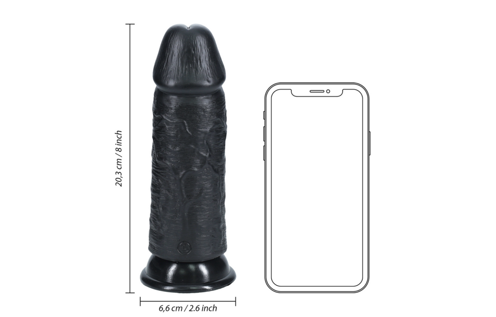 Extra Thick Straight Without Balls 20.3 cm - RealRock Dildo Black