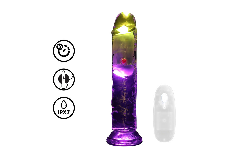 LED Vibrierender Gerader Penis 18 cm Transparent | RealRock