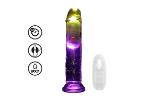LED Vibrierender Gerader Penis 18 cm Transparent | RealRock