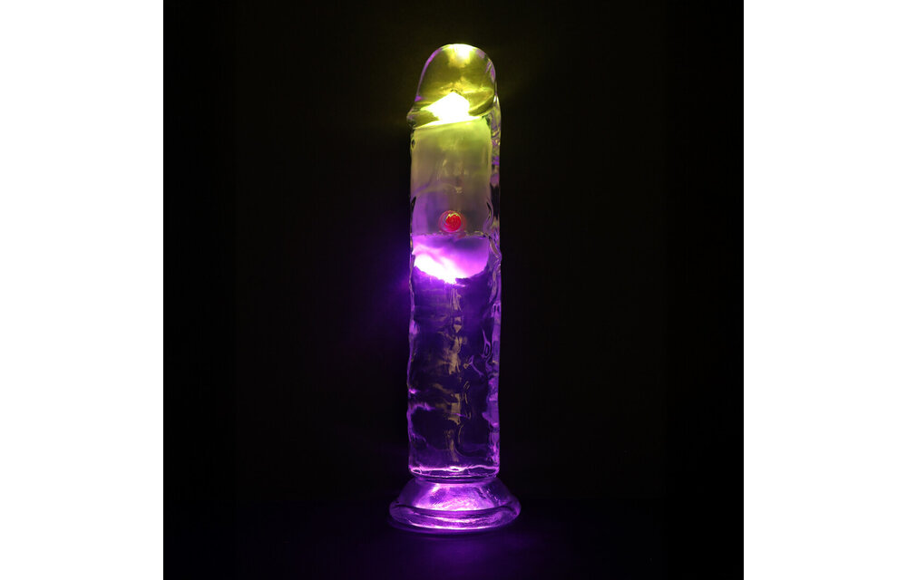 LED Vibrating Straight Cock - 7 / 18 cm - Transparent