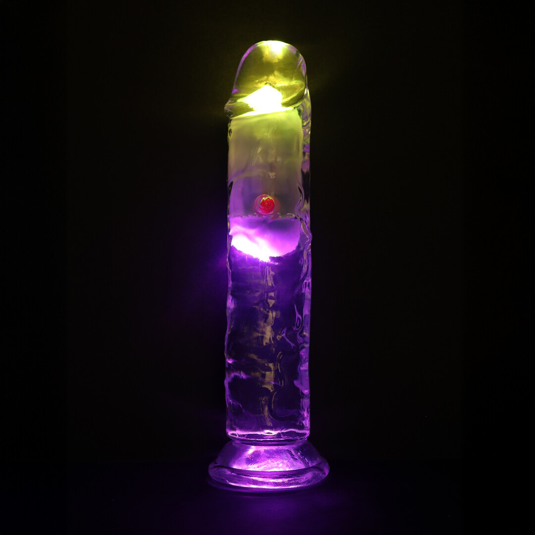 LED Vibrierender Gerader Penis 18 cm Transparent | RealRock