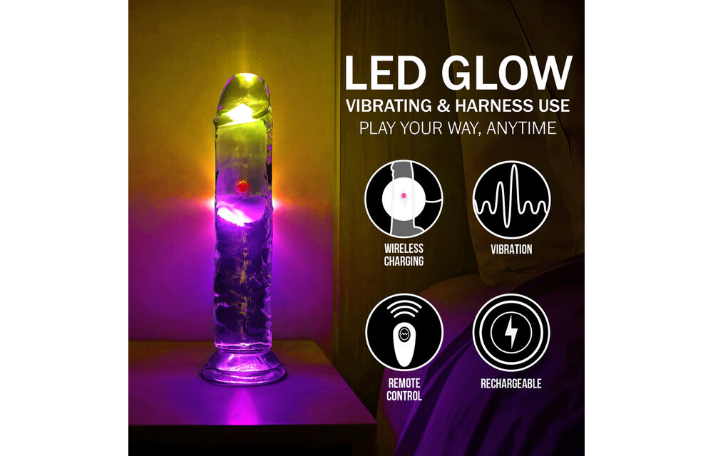 LED Vibrating Straight Cock - 7 / 18 cm - Transparent