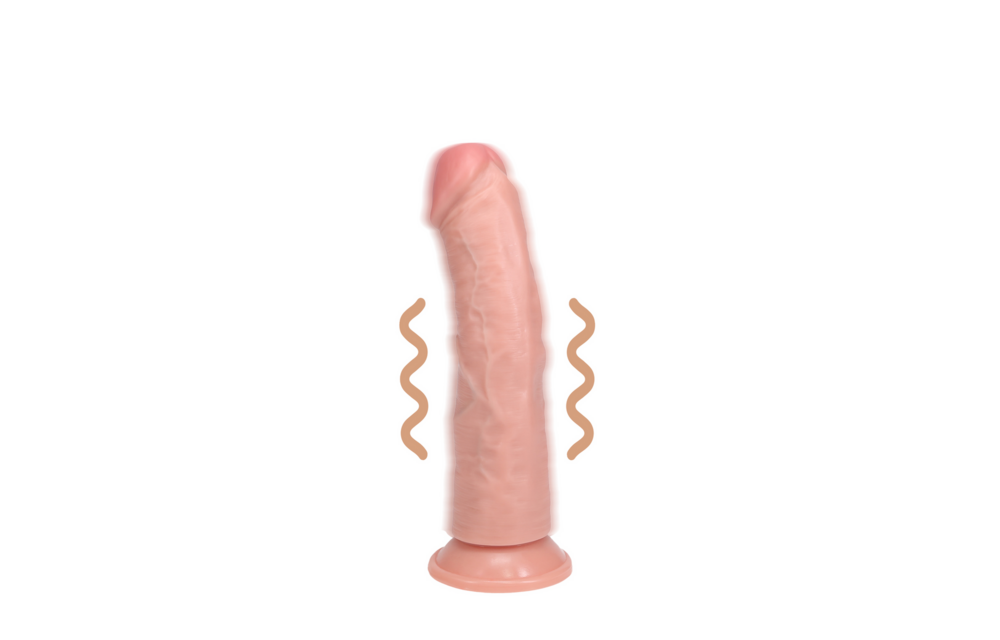 Vibrerende Regelmatige Gebogen Dildo - 6 / 15,5 cm - Vlees