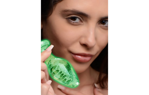 Glow-In-The-Dark Glazen Buttplug 9,6 cm – Stralend Genot