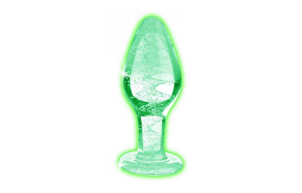 Glow-In-The-Dark Glas-Buttplug 9,6 cm – Strahlendes Vergnügen