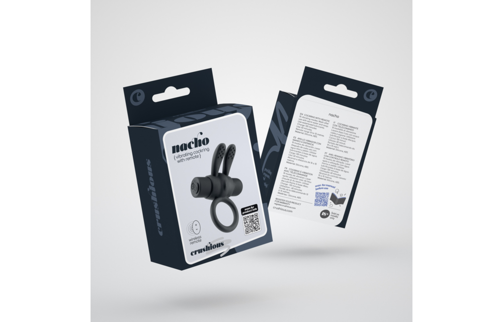 Nacho Vibrating Cock Ring Black - Remote Control & USB