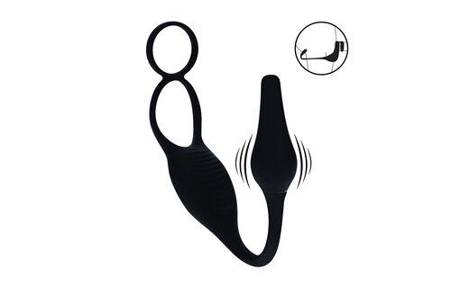 Vibrierender Silikon-Prostatastimulator mit Cockring schwarz