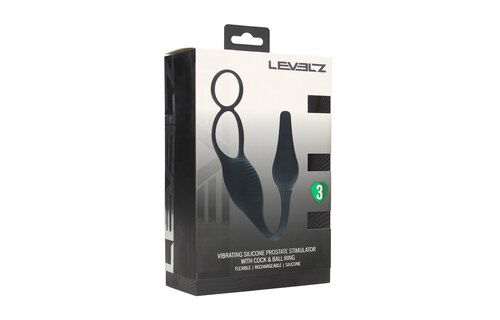 Vibrierender Silikon-Prostatastimulator mit Cockring schwarz