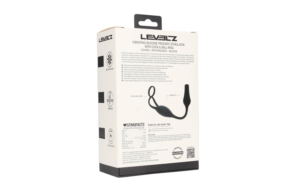 Vibrierender Silikon-Prostatastimulator mit Cockring schwarz