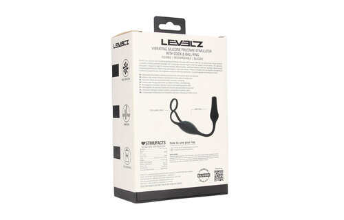 Vibrating silicone prostate stimulator with cock ring, black