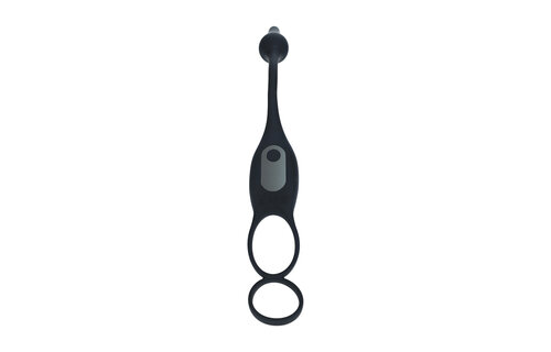 Vibrating silicone prostate stimulator with cock ring, black