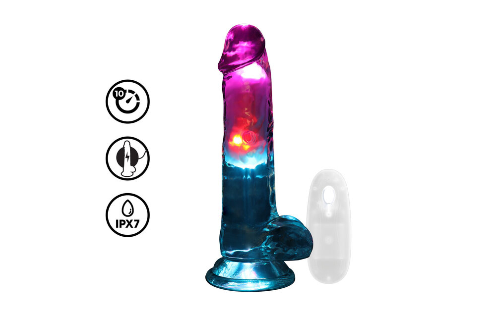 LED Vibrerende Rechte Penis met Ballen - 7 / 18 cm - Transparant