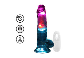 LED-vibrierender gerader Penis 19,5 cm transparent | RealRock