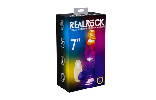 LED Vibrating Straight Cock with Balls - 7 / 18 cm - Transparent