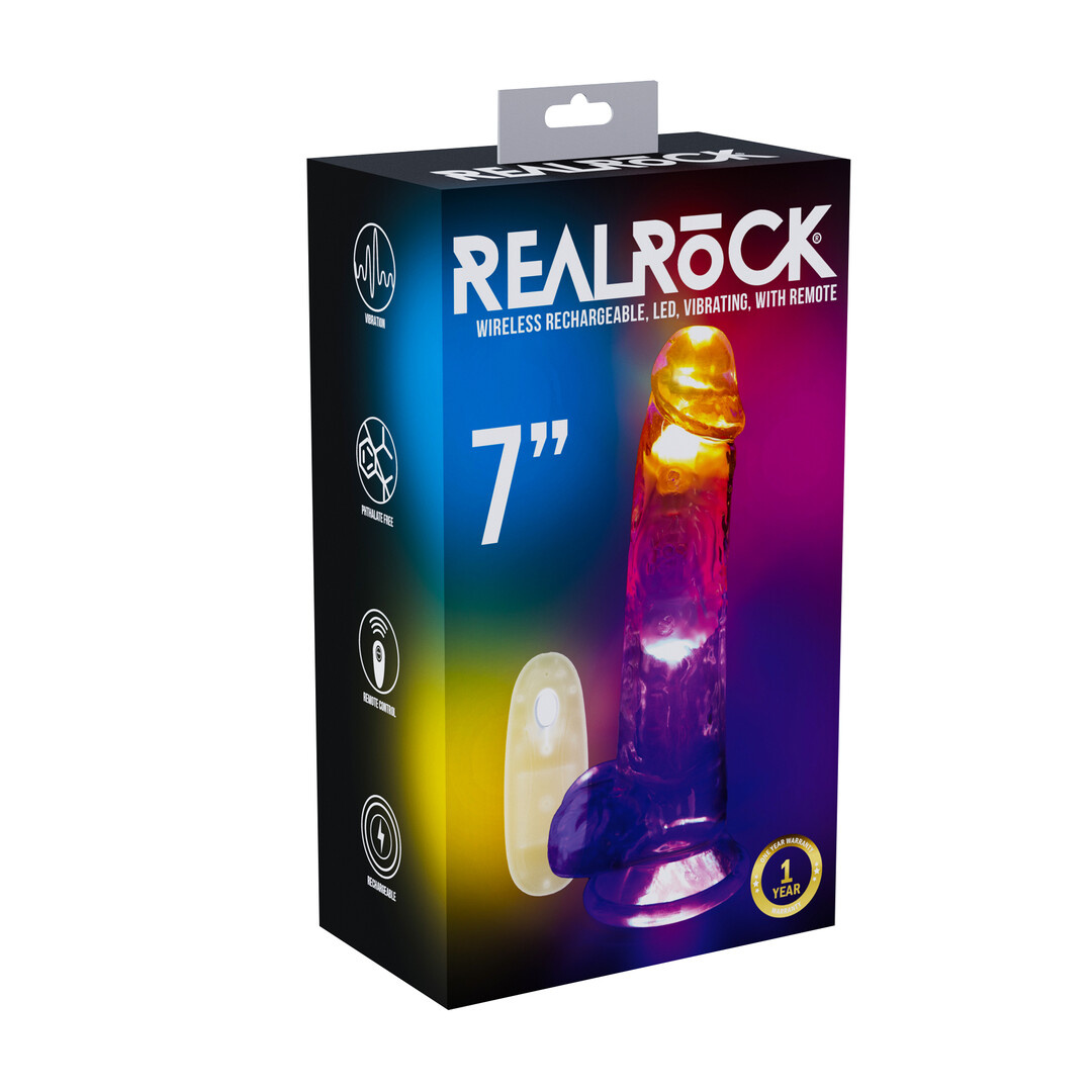 LED Vibrerende Rechte Penis met Ballen - 7 / 18 cm - Transparant