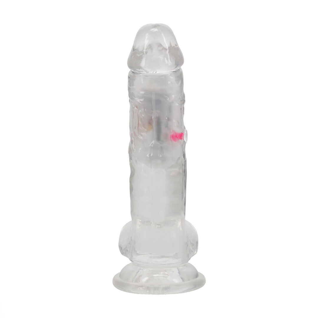 LED-vibrierender gerader Penis 19,5 cm transparent | RealRock