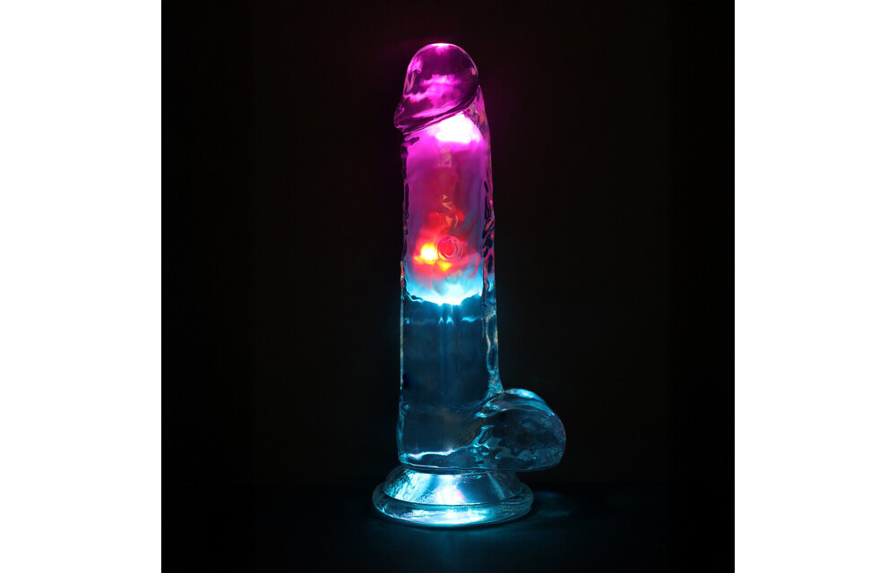 LED Vibrating Straight Penis 19.5 cm Transparent | RealRock