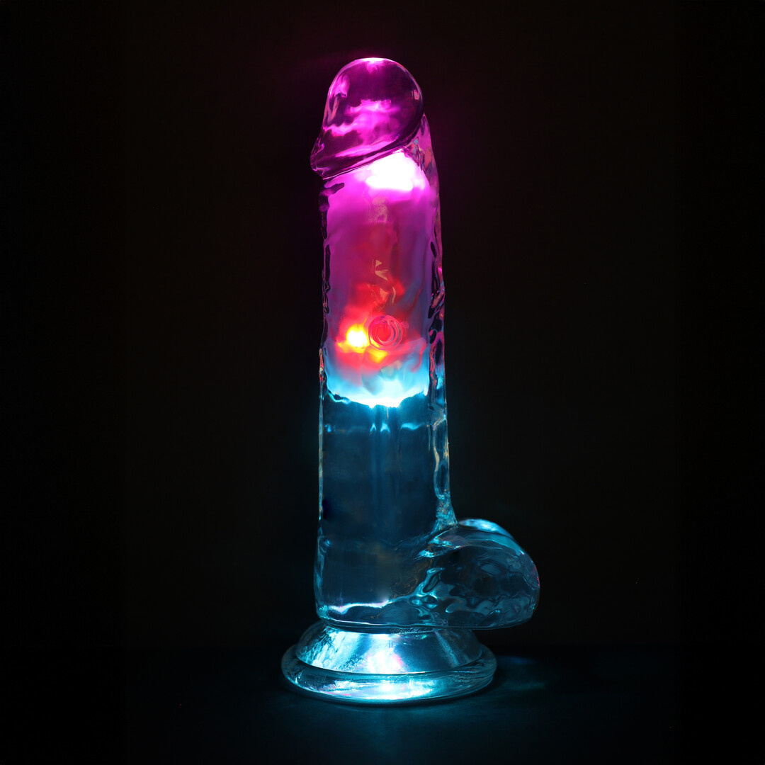 LED Vibrating Straight Penis 19.5 cm Transparent | RealRock