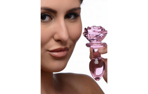 Pink Rose Glass Butt Plug 11 cm - Stylish & Safe Expert