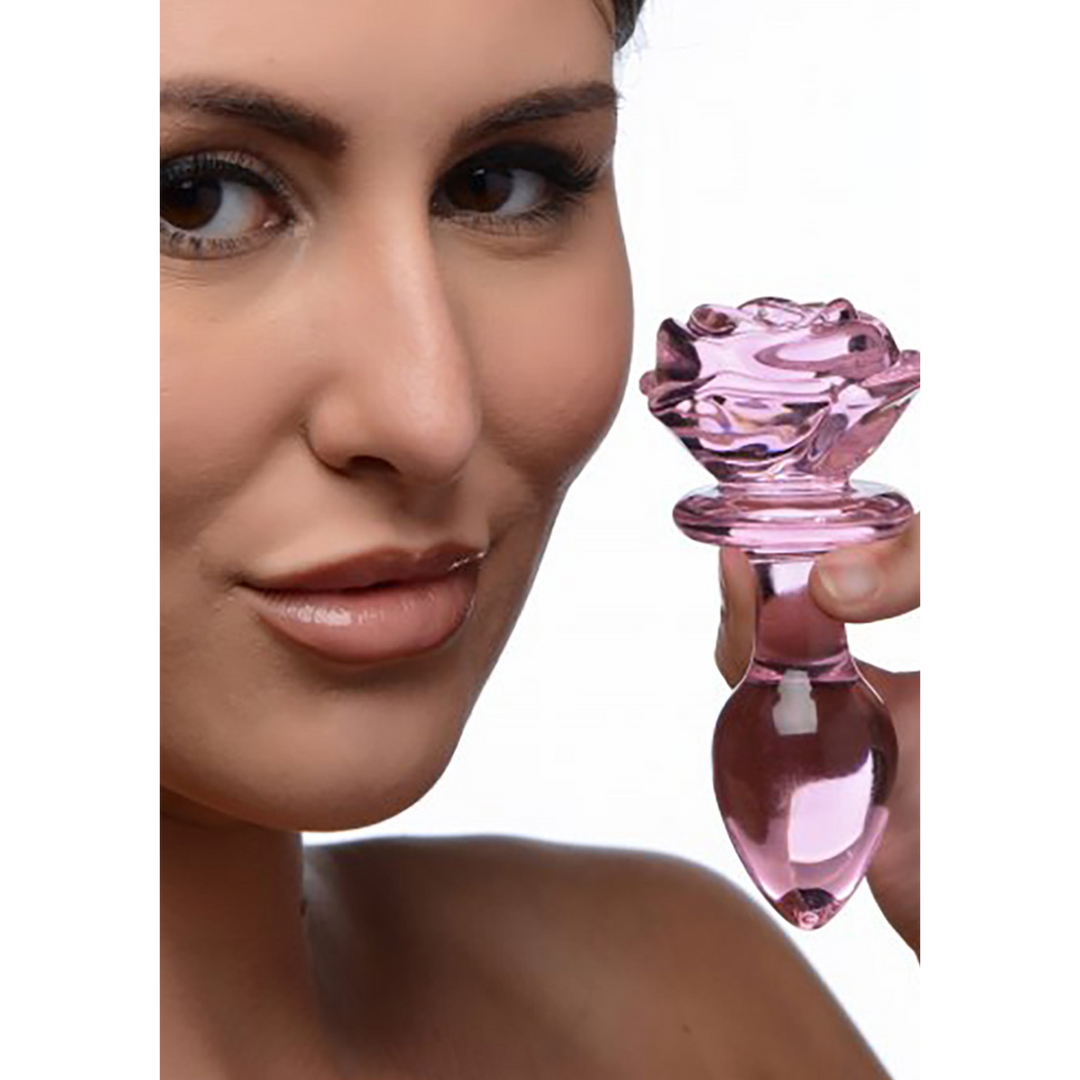 Roze Roos Glazen Butt Plug 11 cm - Stijlvol & Veilig Expert