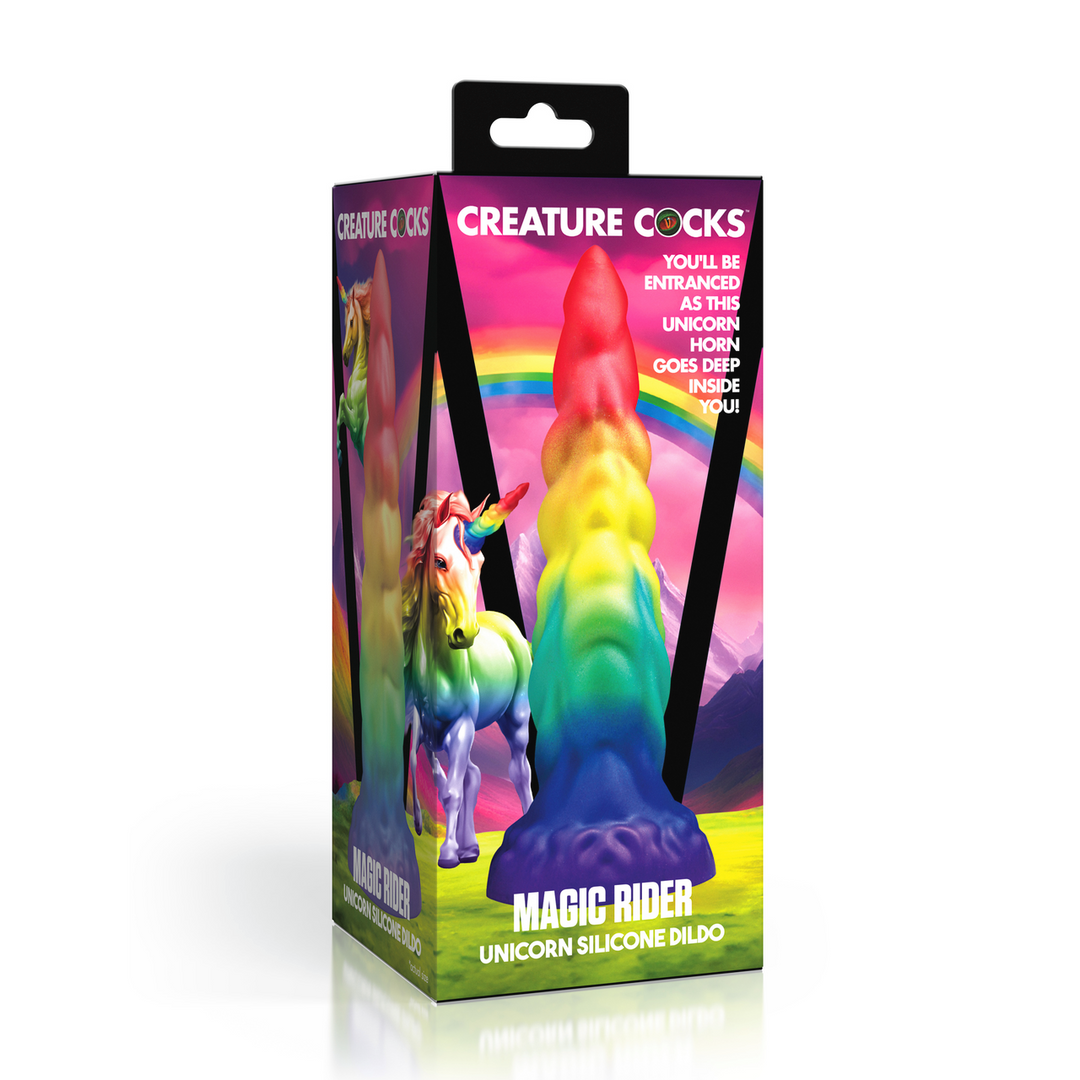 Magic Rider Eenhoorn Dildo 17,3 cm - Regenboog Siliconen