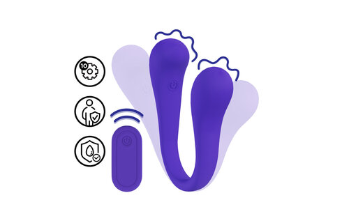 Doppelseitiger biegbarer Vibrator in Lila mit Fernbedienung | Loveline