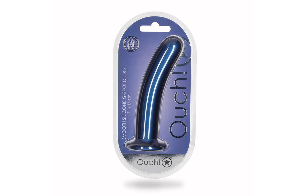 Zachte Silicone G-Spot Dildo - 7'' / 17 cm - Metallic Blauw