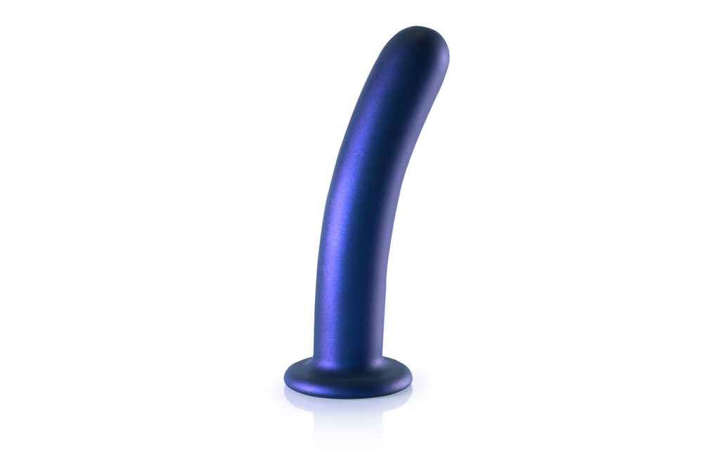 Smooth Silicone G-Spot Dildo - 7'' / 17 cm - Metallic Blue
