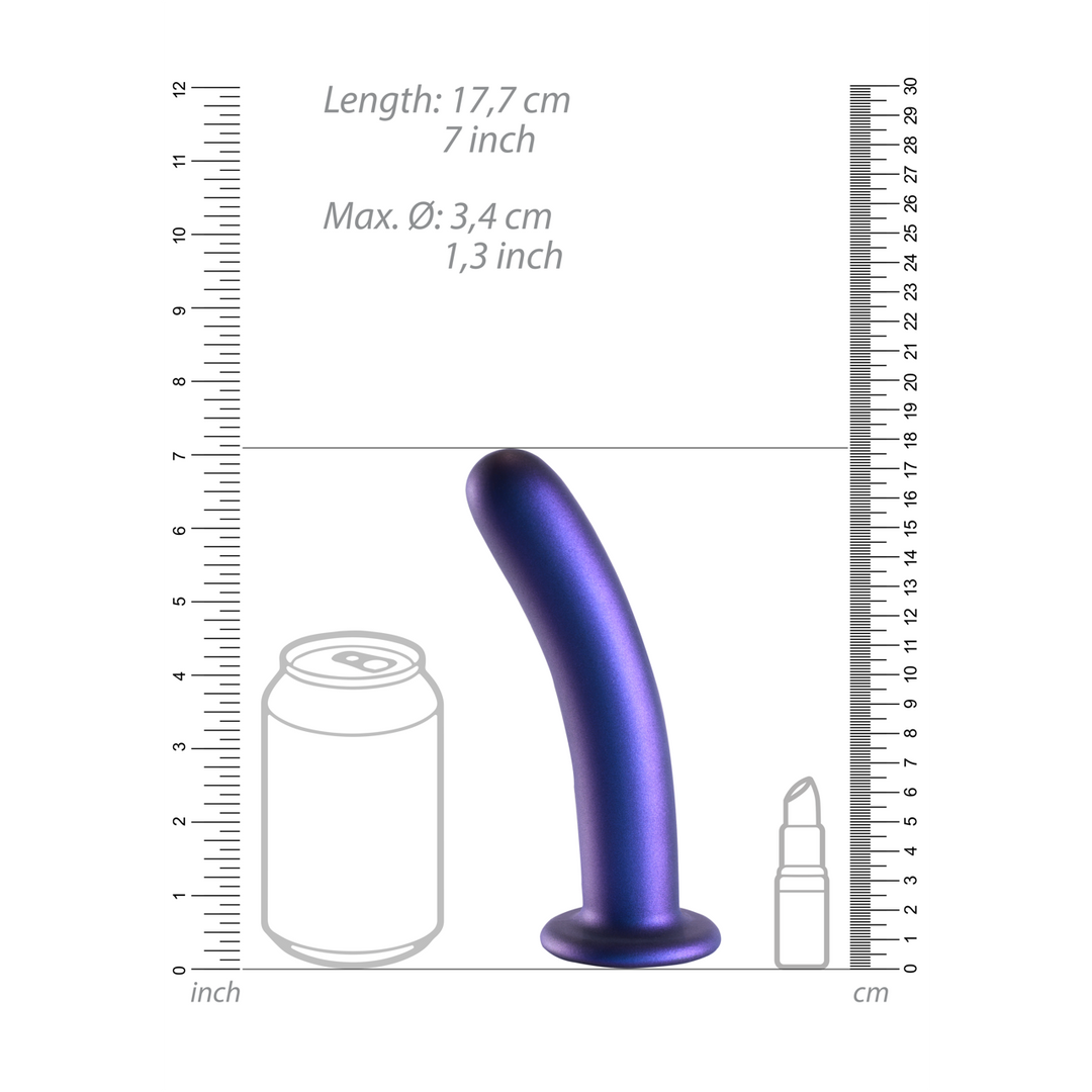 Smooth Silicone G-Spot Dildo - 7'' / 17 cm - Metallic Blue