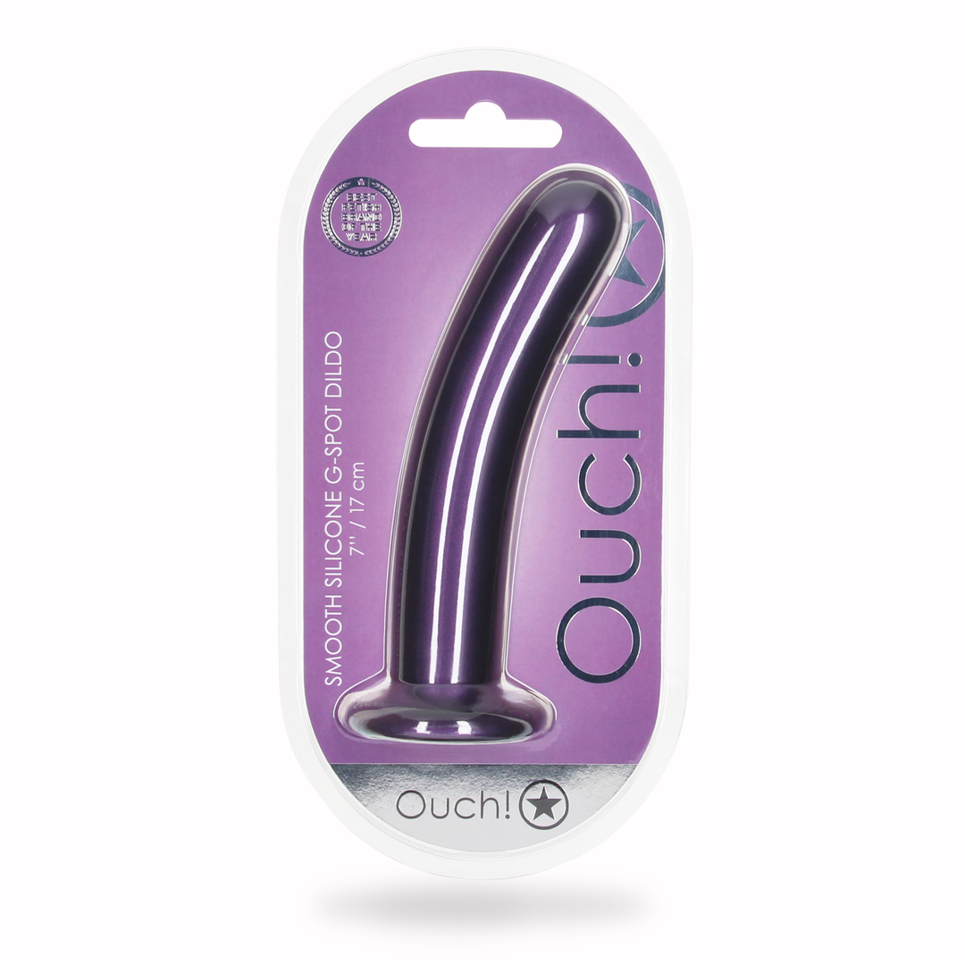 Zachte Siliconen G-Spot Dildo - 7'' / 17 cm - Metallic Paars