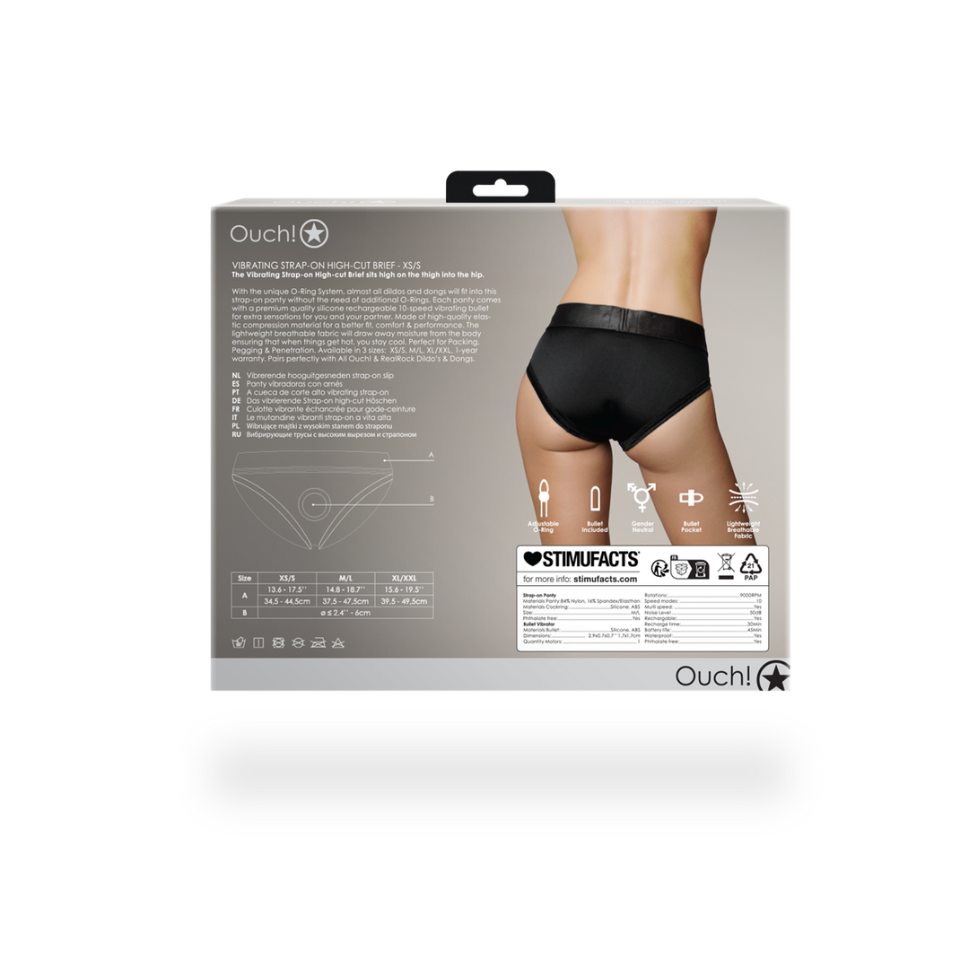 Vibrating Strap-on Hohe Schnitt Unterhose - XS/S - Schwarz