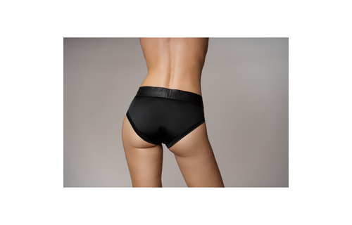 Vibrating Strap-on High-cut Brief - XS/S - Black