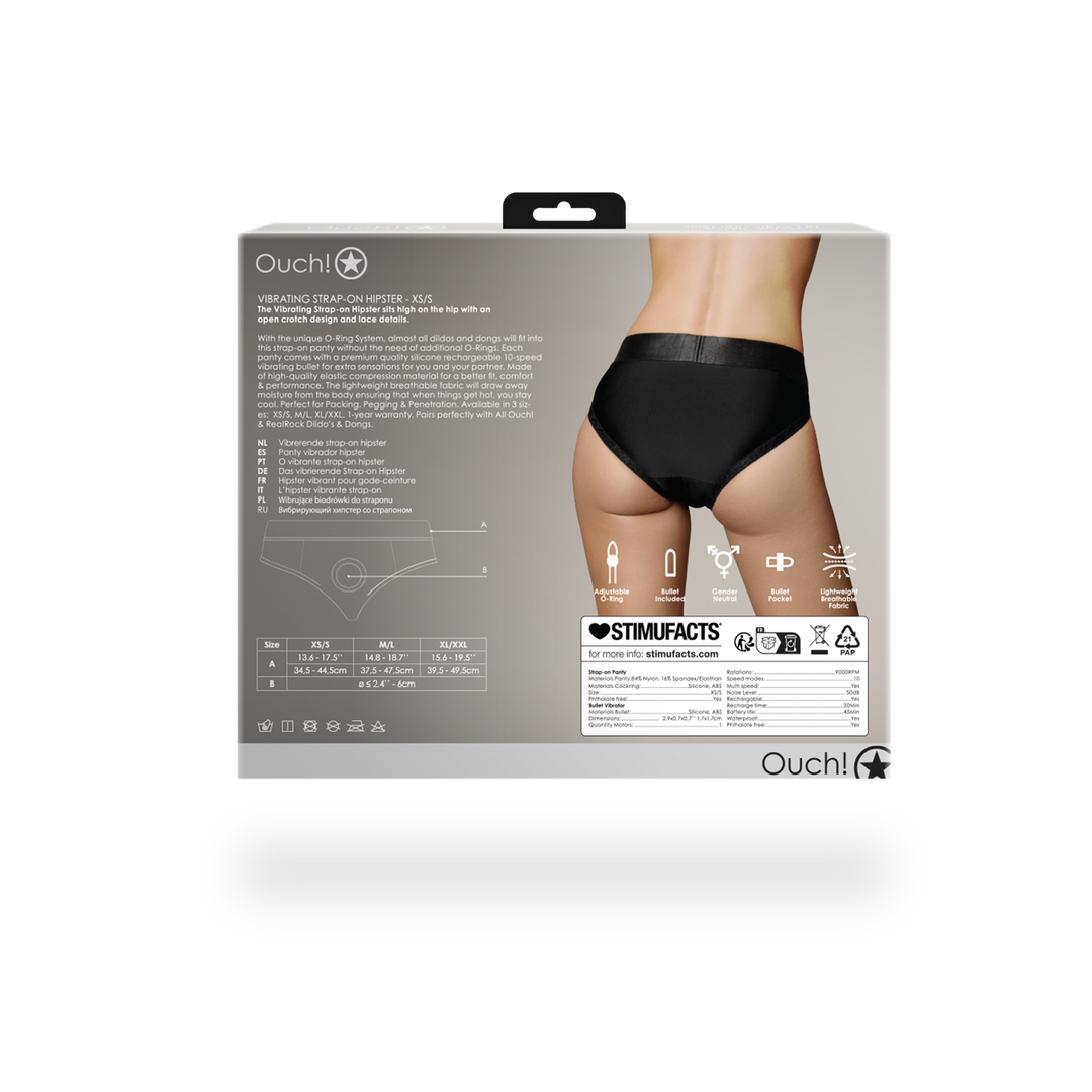 Vibrierender Strap-on-Hipster - XS/S - Schwarz