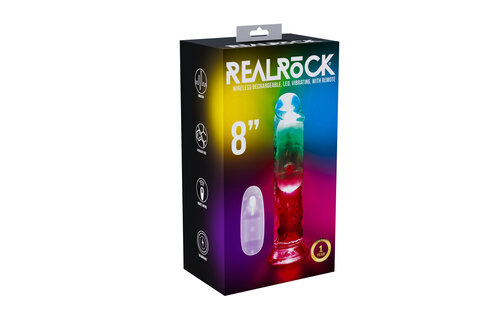 LED Vibrating Straight Penis 22 cm Transparent – RealRock