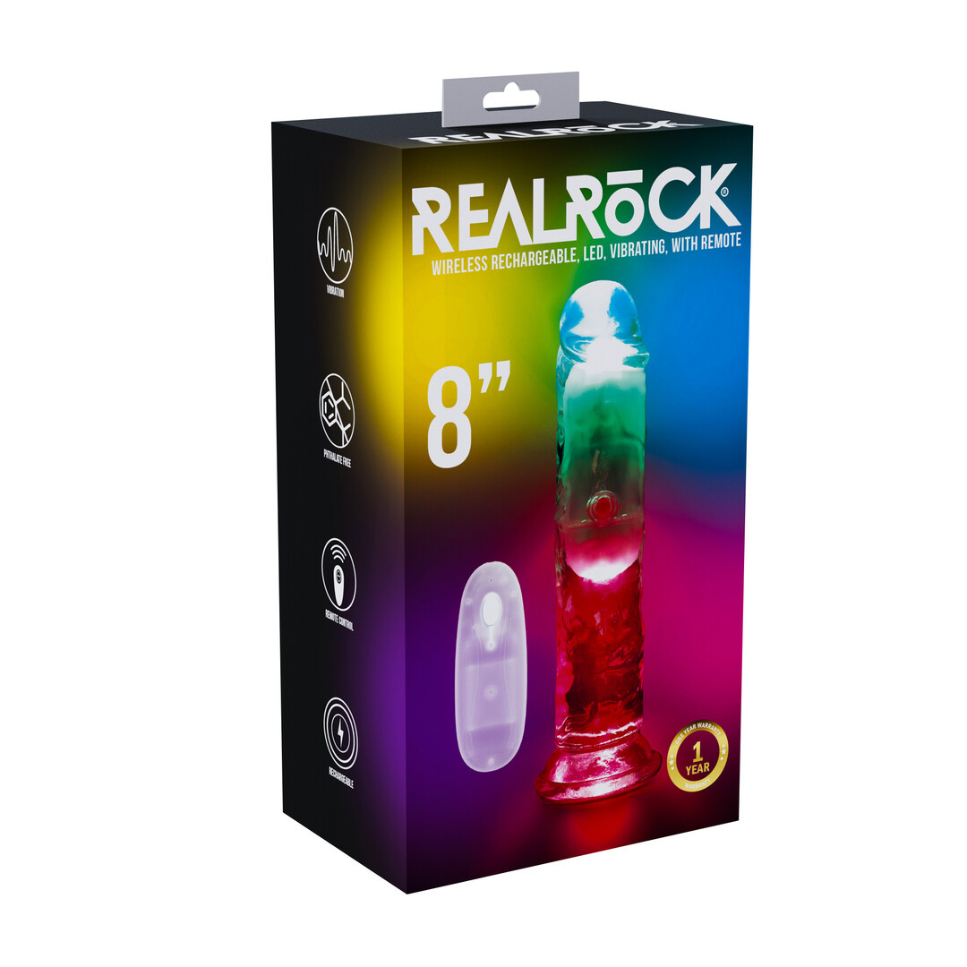 LED Vibrating Straight Cock - 8 / 20 cm - Transparent