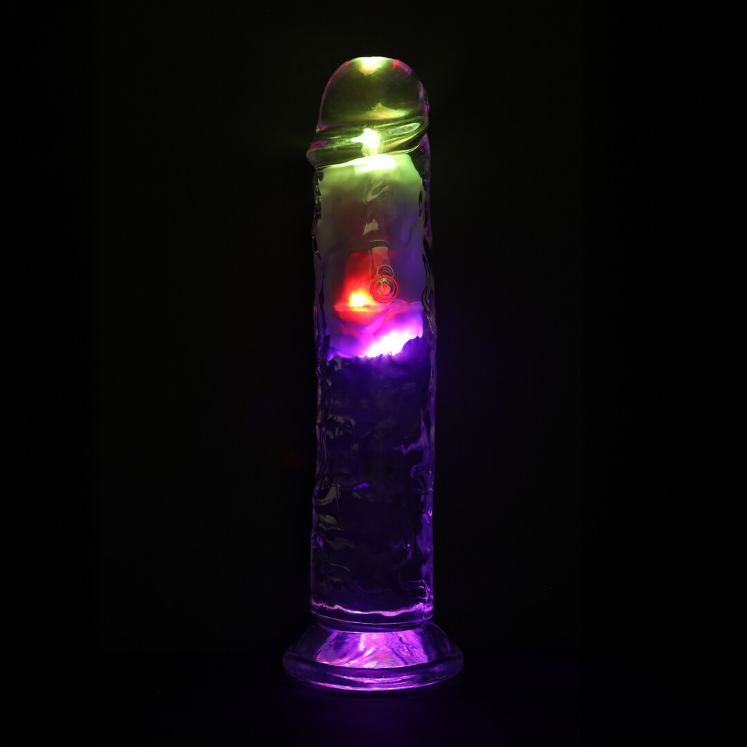 LED Vibrating Straight Cock - 8 / 20 cm - Transparent