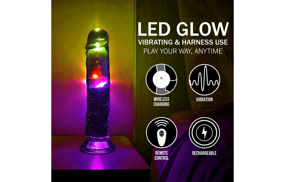 LED Vibrating Straight Penis 22 cm Transparent – RealRock
