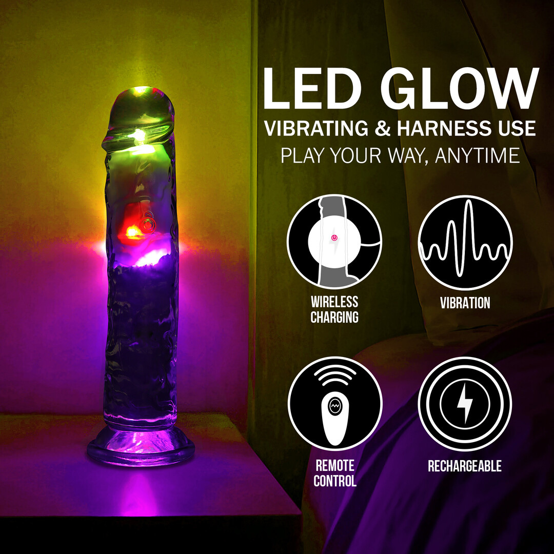 LED Vibrating Straight Penis 22 cm Transparent – RealRock
