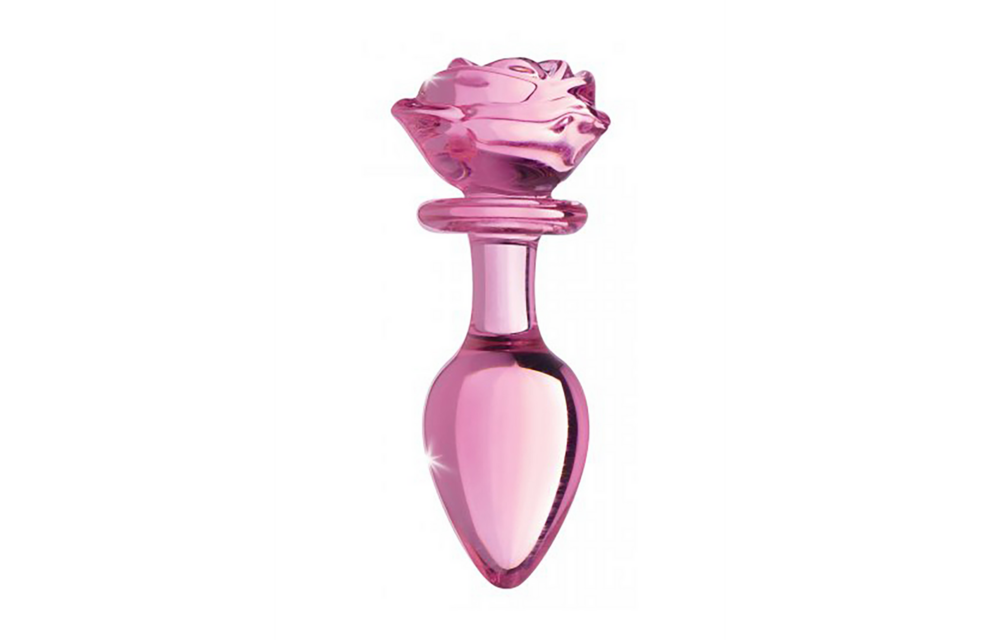 Pink Rose Glass Butt Plug 12.4 cm – Elegant & Safe
