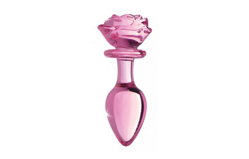 Pink Rose Glass Butt Plug 12.4 cm – Elegant & Safe