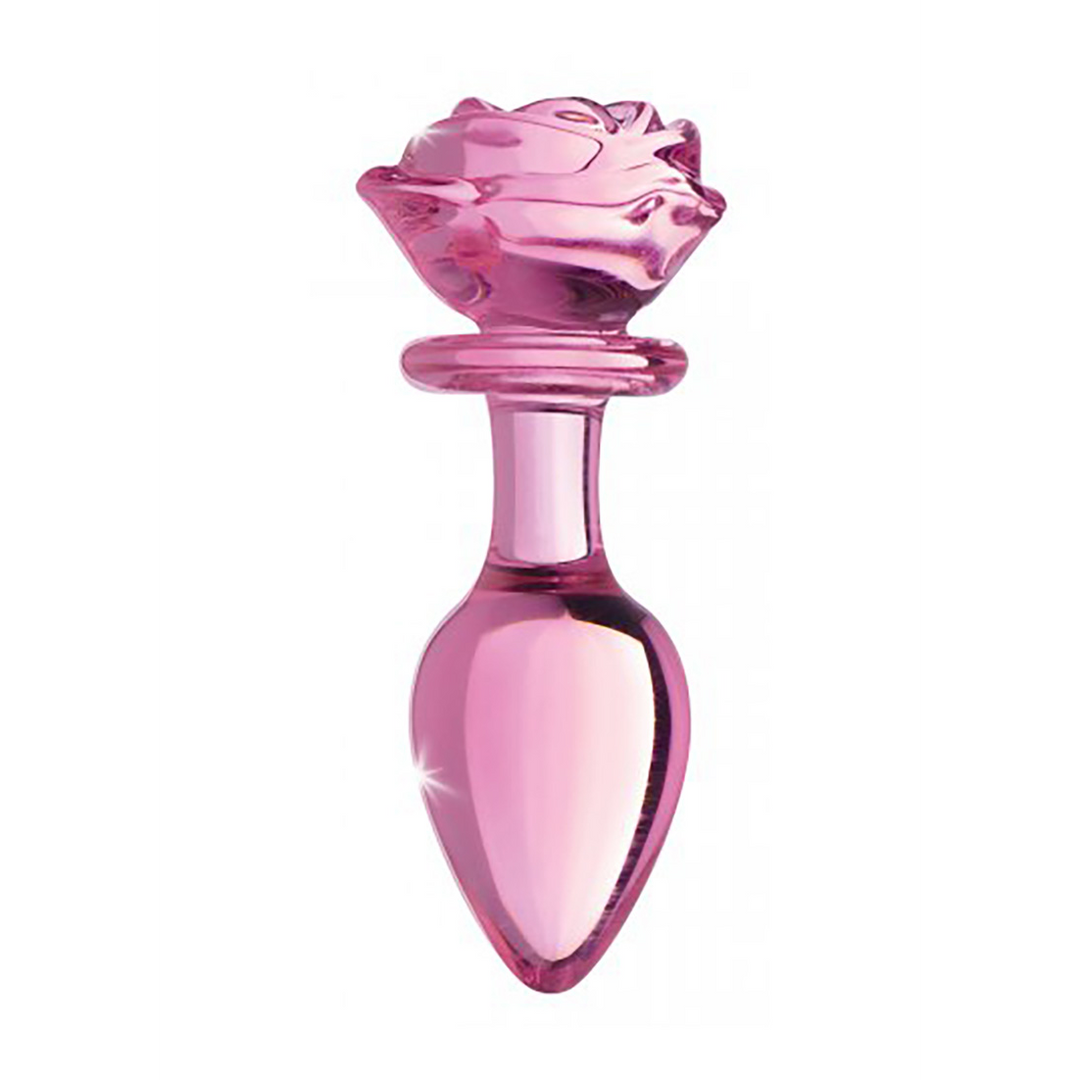Pink Rose Glass Butt Plug 12.4 cm – Elegant & Safe