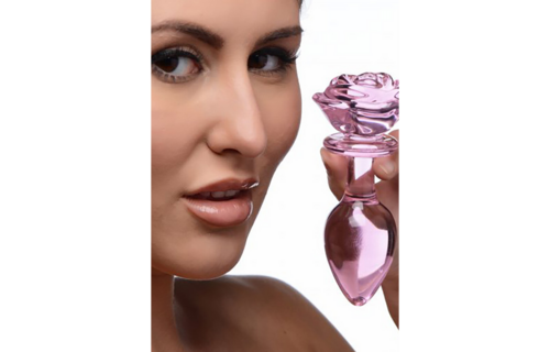 Roze Roos Glas-Buttplug 12,4 cm – Elegant & sicher