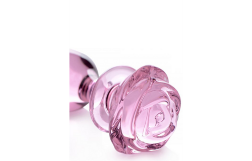 Pink Rose Glass Butt Plug 12.4 cm – Elegant & Safe