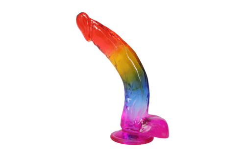Realistic Cock with Balls - 9.5 / 24,1 cm - Rainbow