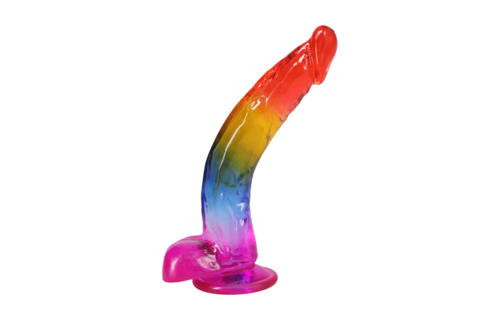 Realistische Cock met Ballen - 9,5 / 24,1 cm - Regenboog