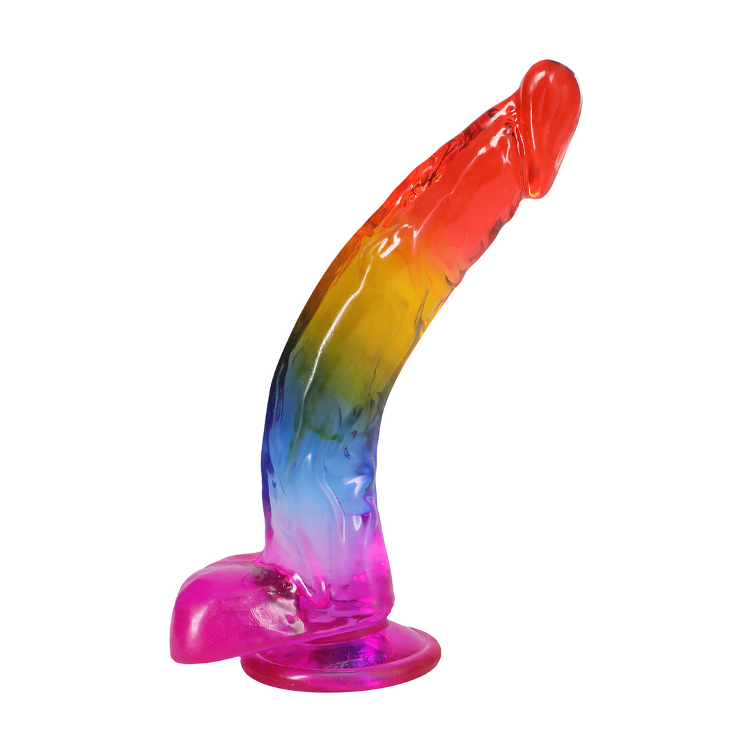 Realistische Cock met Ballen - 9,5 / 24,1 cm - Regenboog