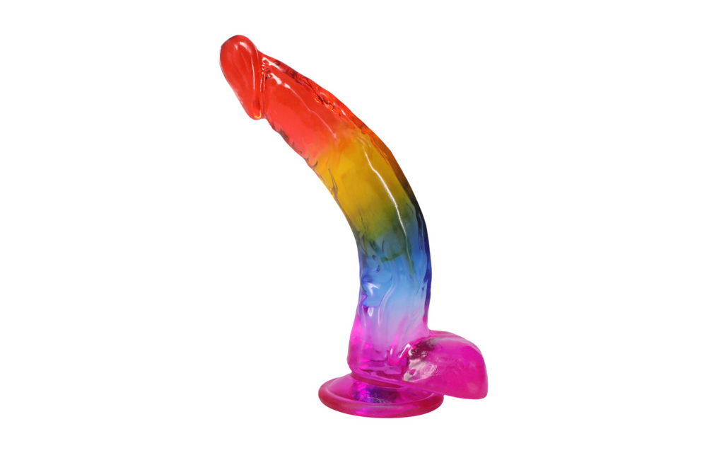 Realistic Cock with Balls - 9.5 / 24,1 cm - Rainbow