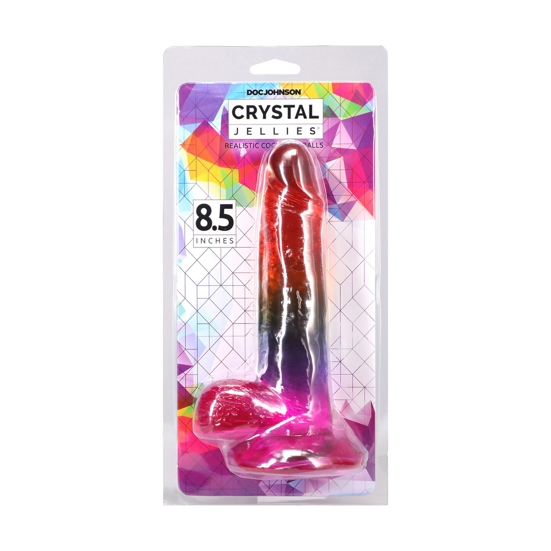 Realistischer Penis mit Hoden - 8,5 / 21,6 cm - Regenbogen