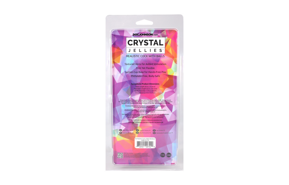 Realistische Cock met Ballen - 8,5 / 21,6 cm - Regenboog